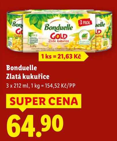 Bonduelle Zlatá kukuřice, 3x 212 ml