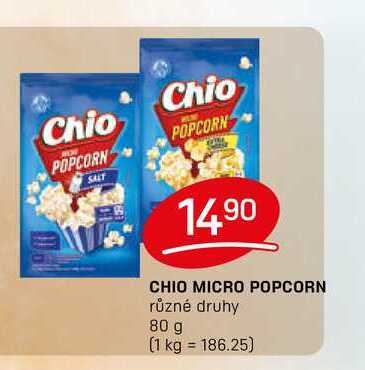 CHIO MICRO POPCORN různé druhy 80 g