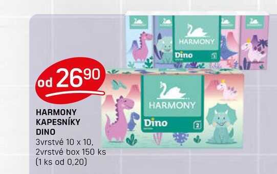 HARMONY KAPESNÍKY DINO 3vrstvé 10 x 10, 2vrstvé box 150 ks  