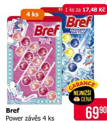 Bref Power Aktiv WC blok 4x50ml, vybrané druhy 200g