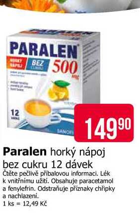 Paralen horký nápoj bez cukru 12 dávek