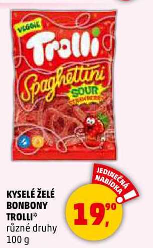 KYSELÉ ŽELÉ BONBONY TROLLI, 100 g 