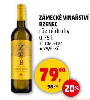 ZÁMECKÉ VINAŘSTVÍ BZENEC, 0,75 l