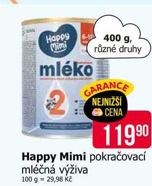 Happy Mimi pokračovací mléčná výživa 400 g 