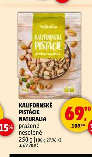 KALIFORNSKÉ PISTÁCIE NATURALIA pražené nesolené, 250 g