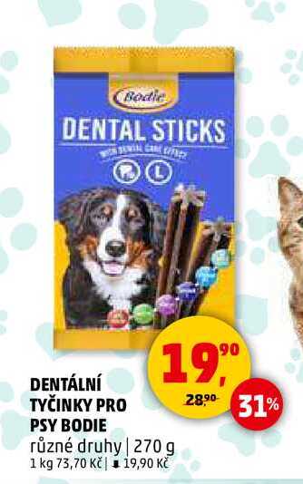 DENTÁLNÍ TYČINKY PRO PSY BODIE, 270 g 