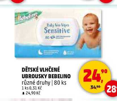 DĚTSKÉ VLHČENÉ UBROUSKY BEBELINO, 80 ks