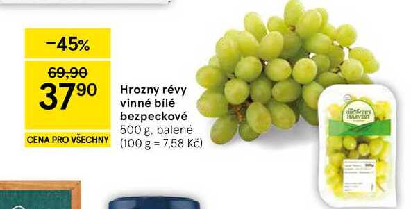 Hrozny révy vinné bílé bezpeckové, 500 g. balené 