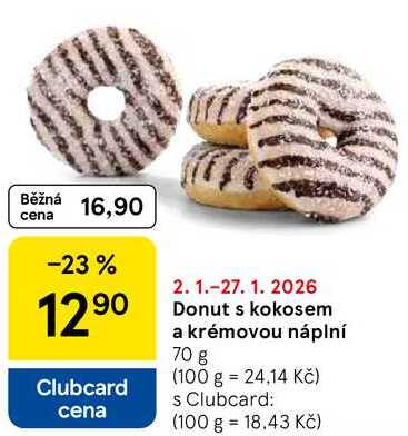 Donut s kokosem a krémovou náplní, 70 g 
