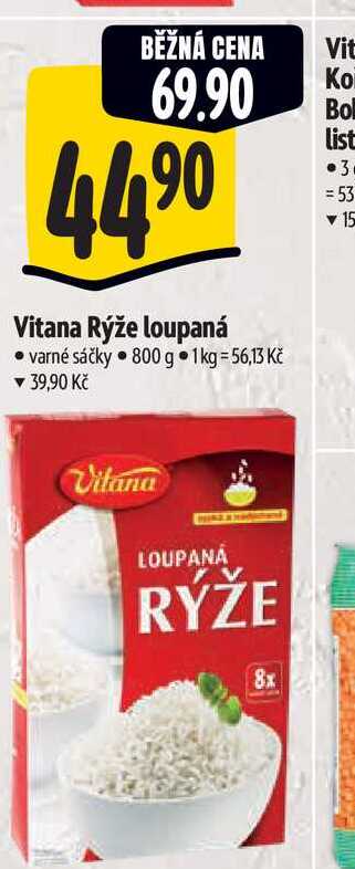   Vitana Rýže loupaná  varné sáčky 800 g  