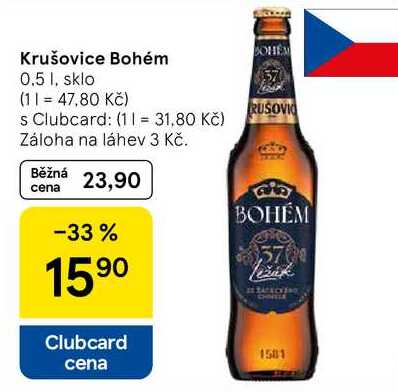 Krušovice Bohém, 0.5 l, sklo  