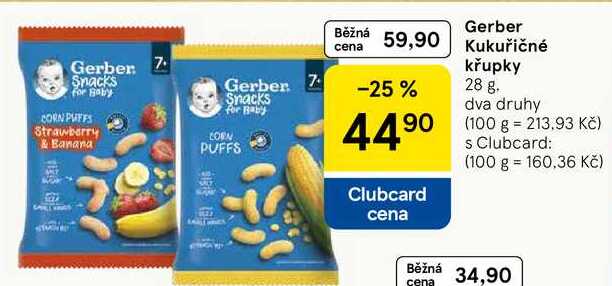 Gerber Kukuřičné křupky, 28 g