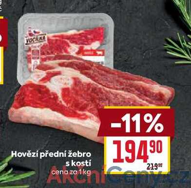 Hovězí přední žebro s kosti cena za 1 kg 