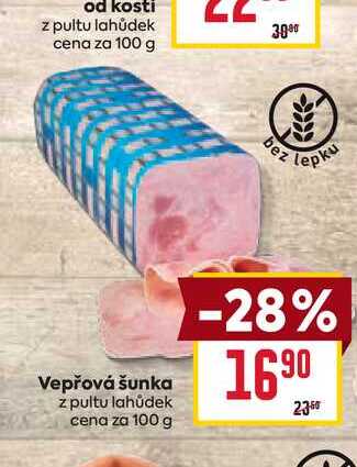 Vepřová šunka z pultu lahůdek cena za 100 g 