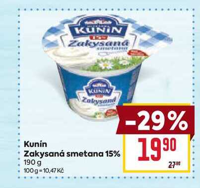 Kunín Zakysaná smetana 15% 190 g v akci