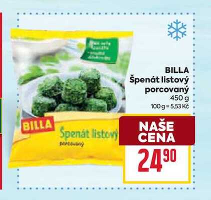 BILLA Špenát listový porcovaný 450g