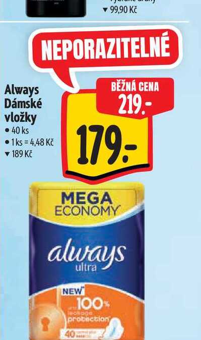 Always Dámské vložky 40 ks