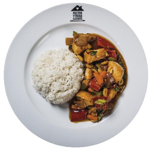 Kung Pao s kuřecím masem a jasmínovou rýží
