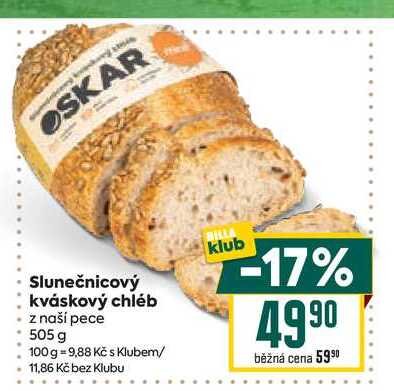 Slunečnicový kváskový chléb z naší pece 505 g