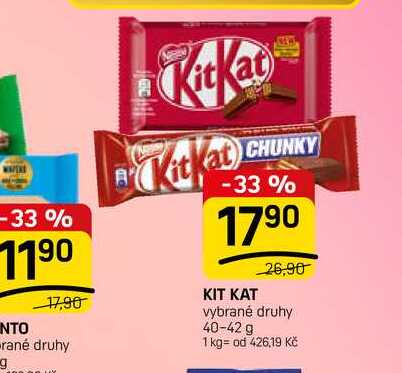 KIT KAT vybrané druhy 40-42 g 