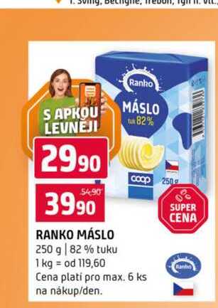 RANKO MÁSLO 250 g 82% tuku