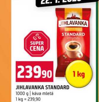 JIHLAVANKA STANDARD 1000 g káva mletá 