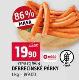 DEBRECÍNSKÉ PÁRKY 1 kg 100g