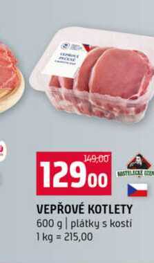 VEPŘOVÉ KOTLETY 600 g plátky s kosti 