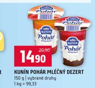 KUNIN POHÁR MLÉČNÝ DEZERT 150 g vybrané druhy