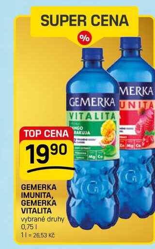 GEMERKA IMUNITA, GEMERKA VITALITA vybrané druhy 0,75l