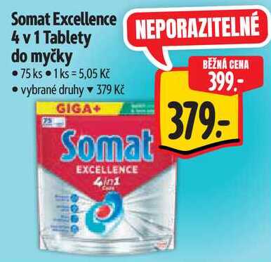 Somat Excellence 4 v 1 Tablety do myčky, 75 ks
