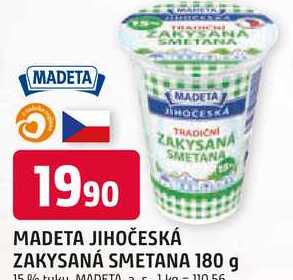Madeta Jihočeská zakysaná smetana 15 % 180g