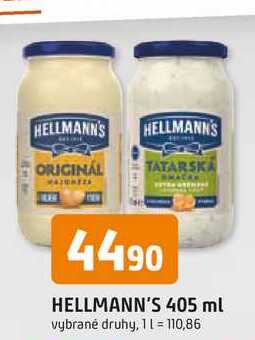 Hellmann's majonéza, tatarská omáčka 405ml, vybrané druhy