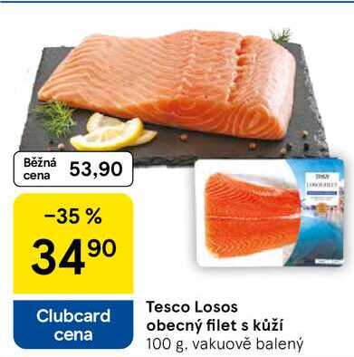 Tesco Losos obecný filet s kůží, 100 g