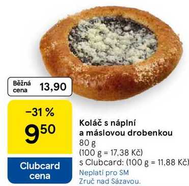 Koláč s náplní a máslovou drobenkou, 80 g 