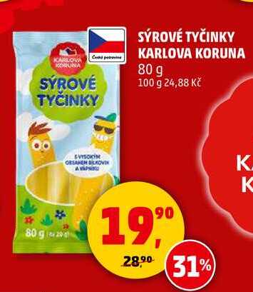 SÝROVÉ TYČINKY KARLOVA KORUNA, 80 g