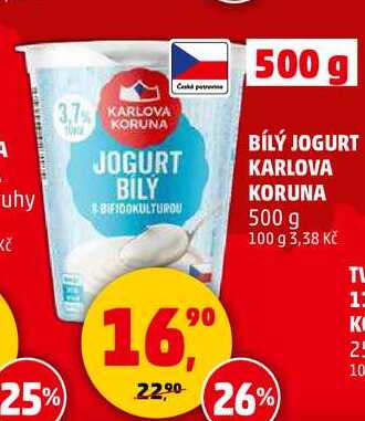 BÍLÝ JOGURT KARLOVA KORUNA, 500 g