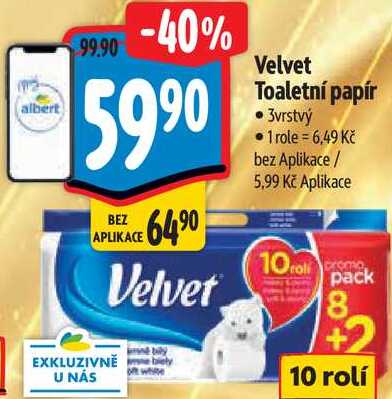 Velvet Toaletní papír, 10 rolí