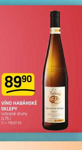 VÍNO HABÁNSKÉ SKLEPY vybrané druhy 0,75l