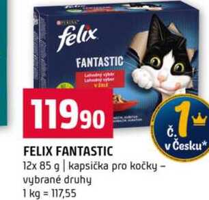 FELIX FANTASTIC 12x 85 g kapsička pro kočky vybrané druhy 