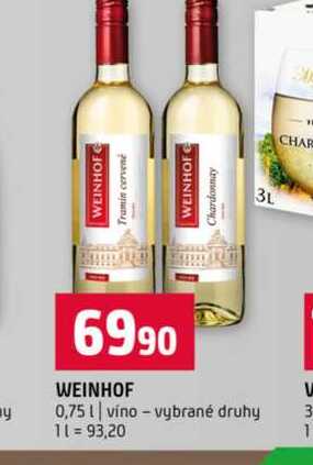 WEINHOF Chardonnay 0,75l víno vybrané druhy