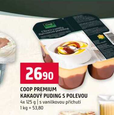 COOP PREMIUM KAKAOVÝ PUDING S POLEVOU 4x 125 g s vanilkovou příchutí