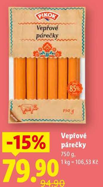 Vepřové párečky, 750 g