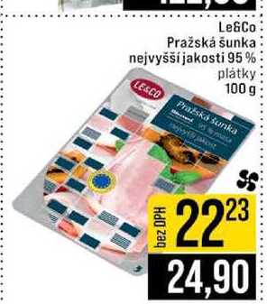 Le&Co Pražská šunka nejvyšší jakosti 95% plátky 100 g