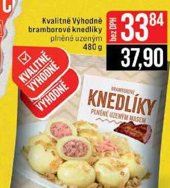 Kvalitně Výhodně bramborové knedlíky plněné uzeným 480 g