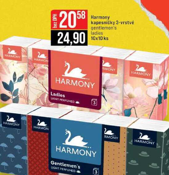 Harmony kapesničky 3-vrstvé gentlemen's ladies 10x10 ks Y 