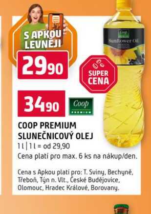 COOP PREMIUM SLUNEČNICOVÝ OLEJ 1l