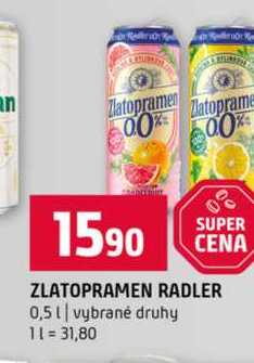 ZLATOPRAMEN RADLER 0,5l vybrané druhy
