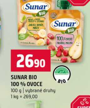 SUNAR BIO 100% OVOCE 100 g vybrané druhy