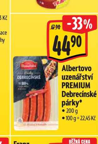 Albertovo uzenářství PREMIUM Debrecínské párky 200 g
